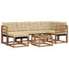 Outdoor-Sofagarnitur mit Kissen 7-teilig Natur und Beige
