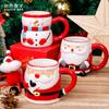 Latest Popular Santa Claus Cup Ceramic Cup Gift Box with Cartoon 3D Hand Drawn Gift Creative Mug Christmas Holiday Gift