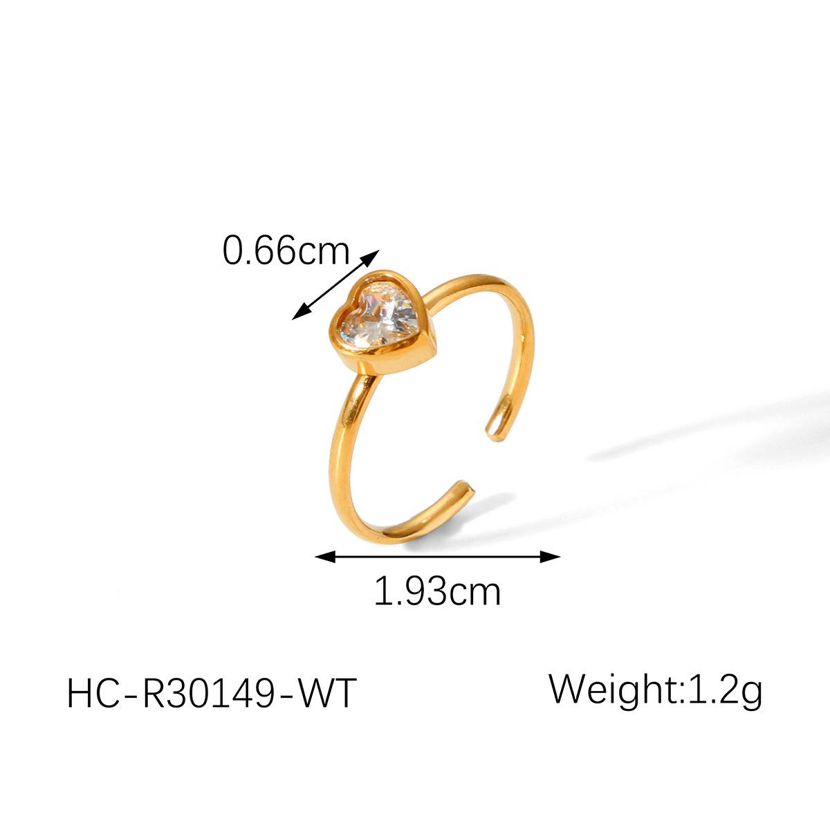 

French Style Heart-shaped Diamond-studded Stainless Steel Ring for Women, Open Band Hand Jewelry белый