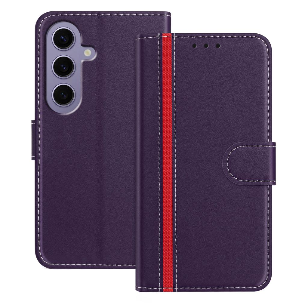 For Samsung Galaxy S24 Phone Cases Wallet Stand Color Splicing Leather Cover with Magnetic Clasp