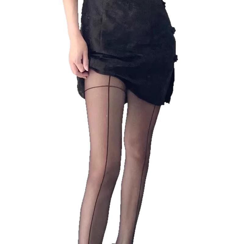 Sexy Shrimp Line Spring/Summer Black Thin Stockings for Women, Pure Desire Style, Fashionable and Slimming jk Black sheer long pantyhose