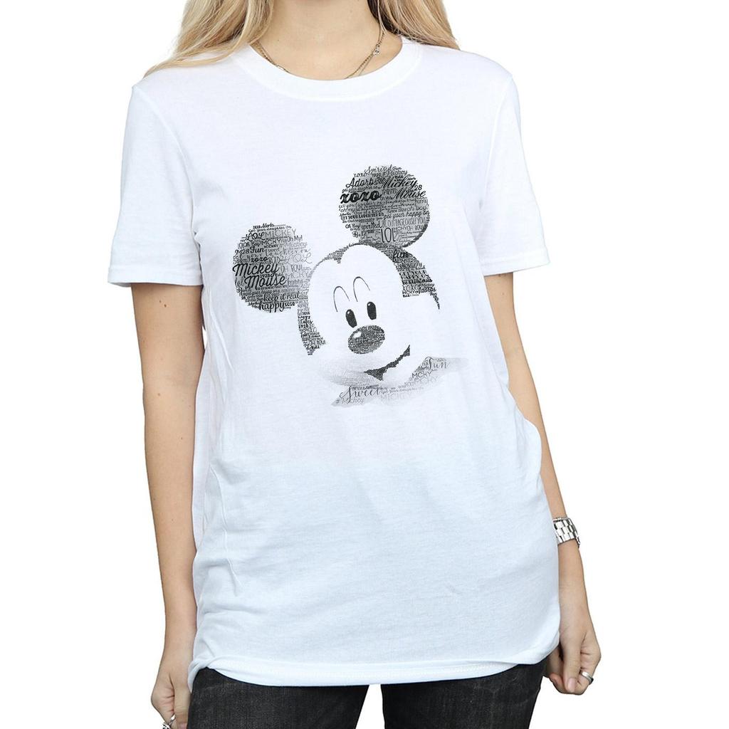 Disney Womens/Ladies Mickey Mouse Face Cotton Boyfriend T-Shirt