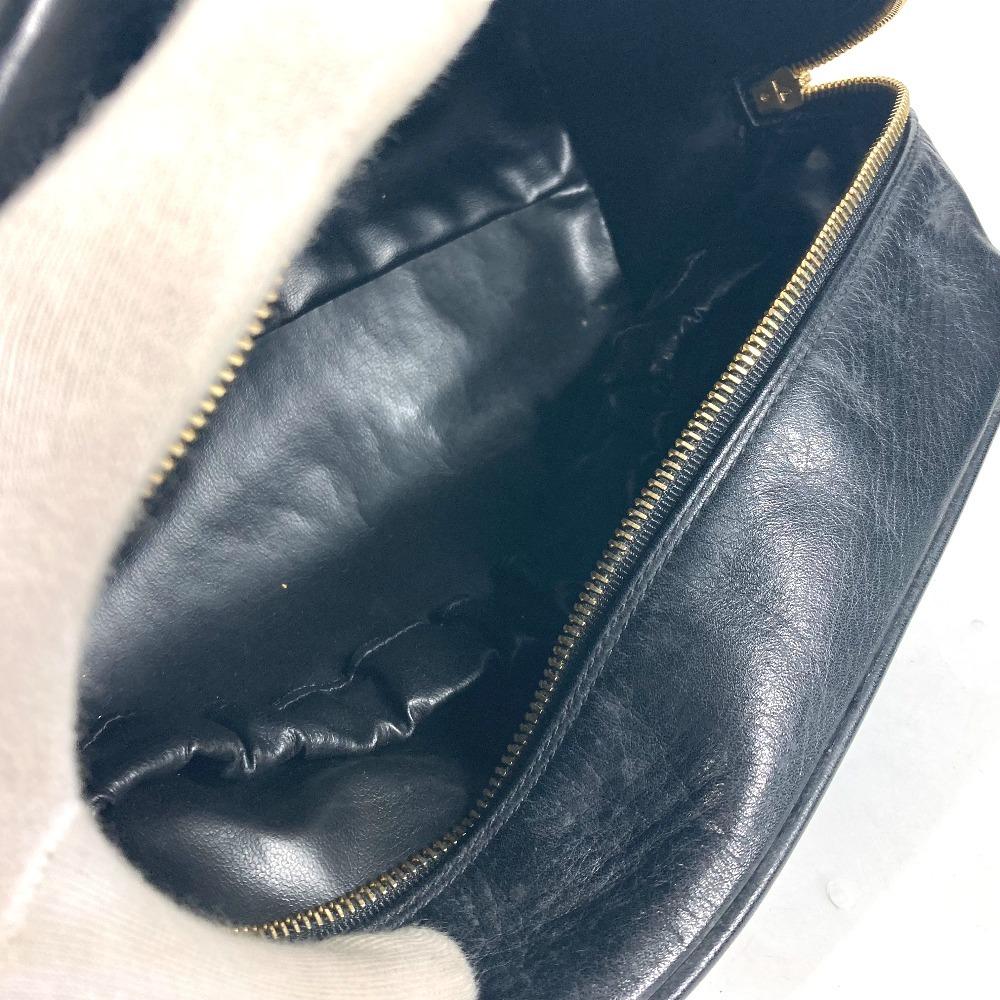 CHANEL vintage Bicolole Clutch Bag Makeup Pouch Cosmetics Pouch Leather Black