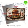 "It's Burger Time!" Vintage Metal Tin Sign | 12"x8" Rustic Iron Decor | 2D Flat Wall Art for Home Bar, Kitchen, Cafe