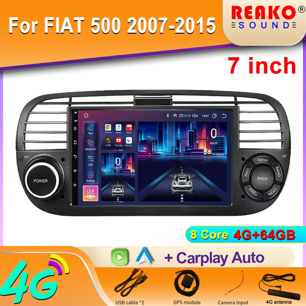 7 Zoll Android Auto Für Fiat 500 2007-2015 Auto Head Unit Multimedia Video Player Stereo GPS Navigation 4G WIFI BT 2din DVD
