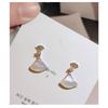 Korean Style Shell Fan Shape Earrings Fashion Simple Elegant Jewelry