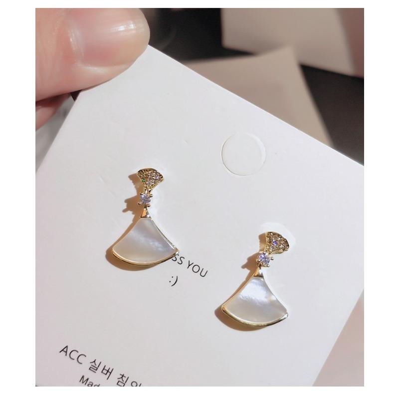 Korean Style Shell Fan Shape Earrings Fashion Simple Elegant Jewelry
