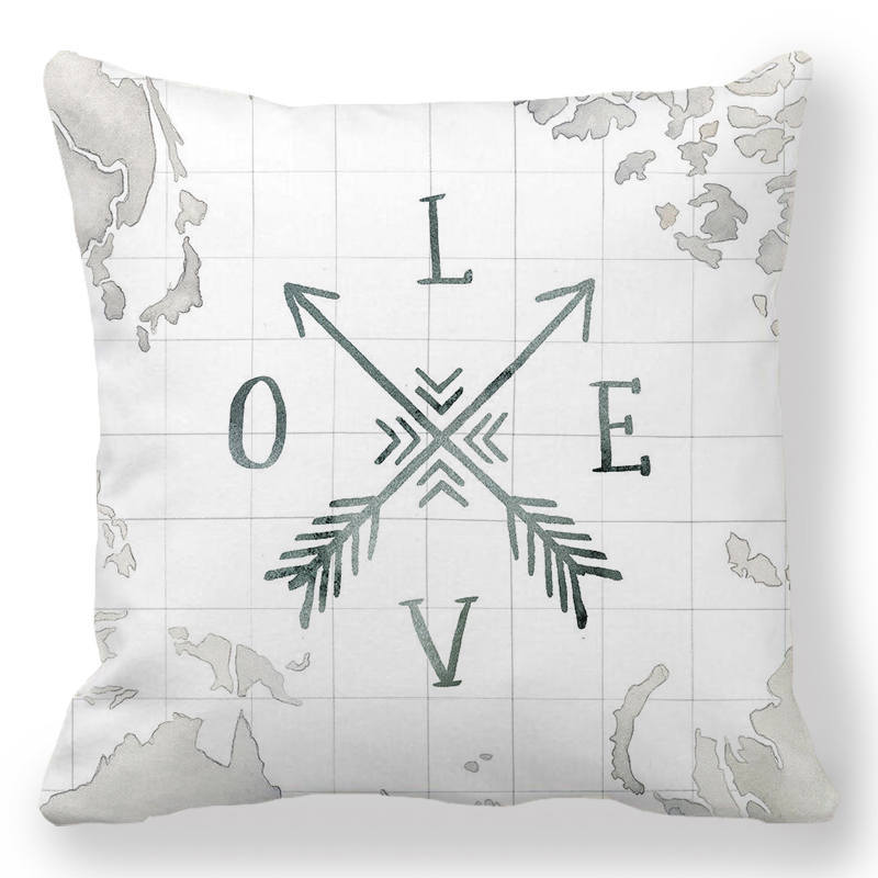 Creative Valentine's Day Happy Letters Digital printing short plush pillow covers for car sofa office cushion cover home goods