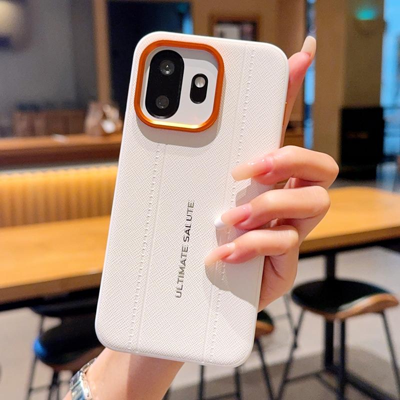 Luxury Cross Texture Leather Design Case For OnePlus 15S 15T & 1+15S Slim Orange Camera Ring Shockproof Case Cover