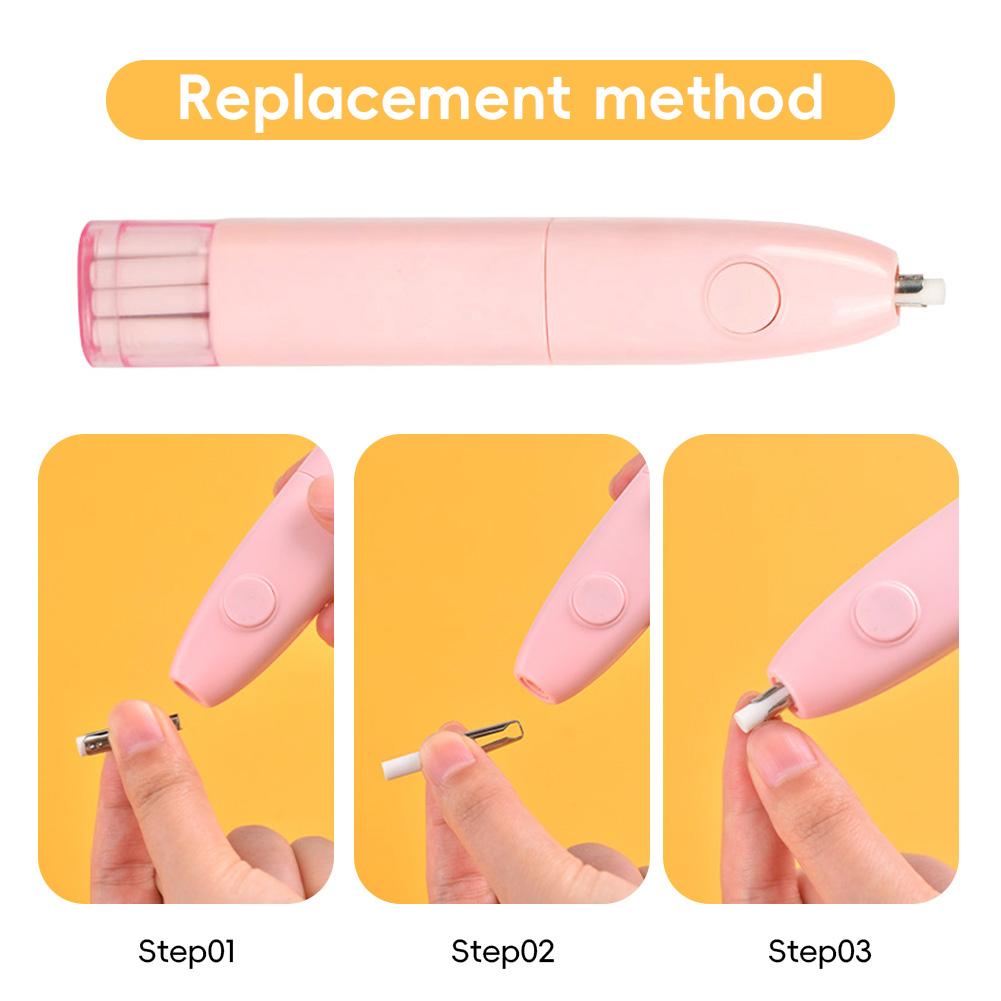 Electric Sketch Eraser Pen with 10pcs Refills Auto Rotating Battery-Powered for Artists/Drawing Students Sketching Highlighter Erase Pencil Tool