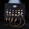12 Pairs / Set of Bohemian Alloy Heart Moon Earrings Set Women Fashion Jewelry Party Gifts