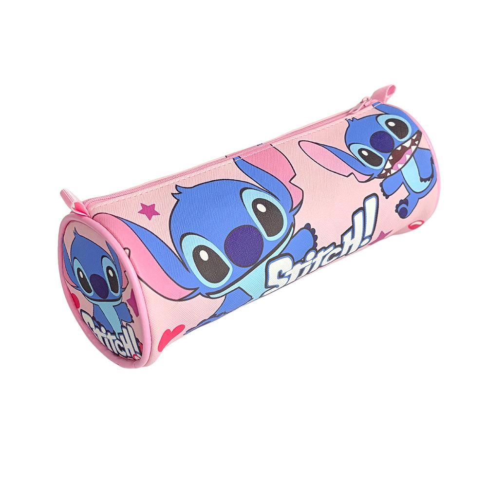 Round Barrel Cartoon PU Pencil Case - Large Capacity, Thick Lining, Perfect for Kids' Stationery Storage
