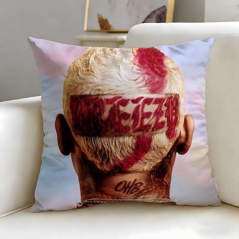 Pc Chris Brown Pillow Cover Polyester D DoubleSided Print RB Singer Merch Cushion Case Decorative Throw Pillow for Sofa