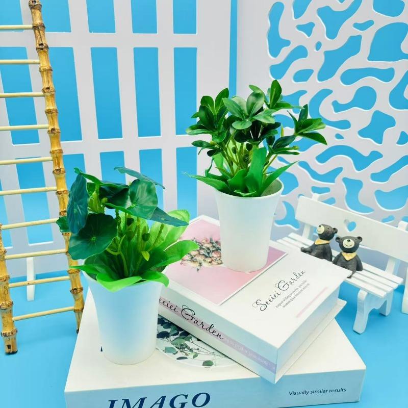Artificial Green Plant Bonsai Plastic Plants Home Indoor Living Room Coffee Table Green Leaf Potted Plants Balcony