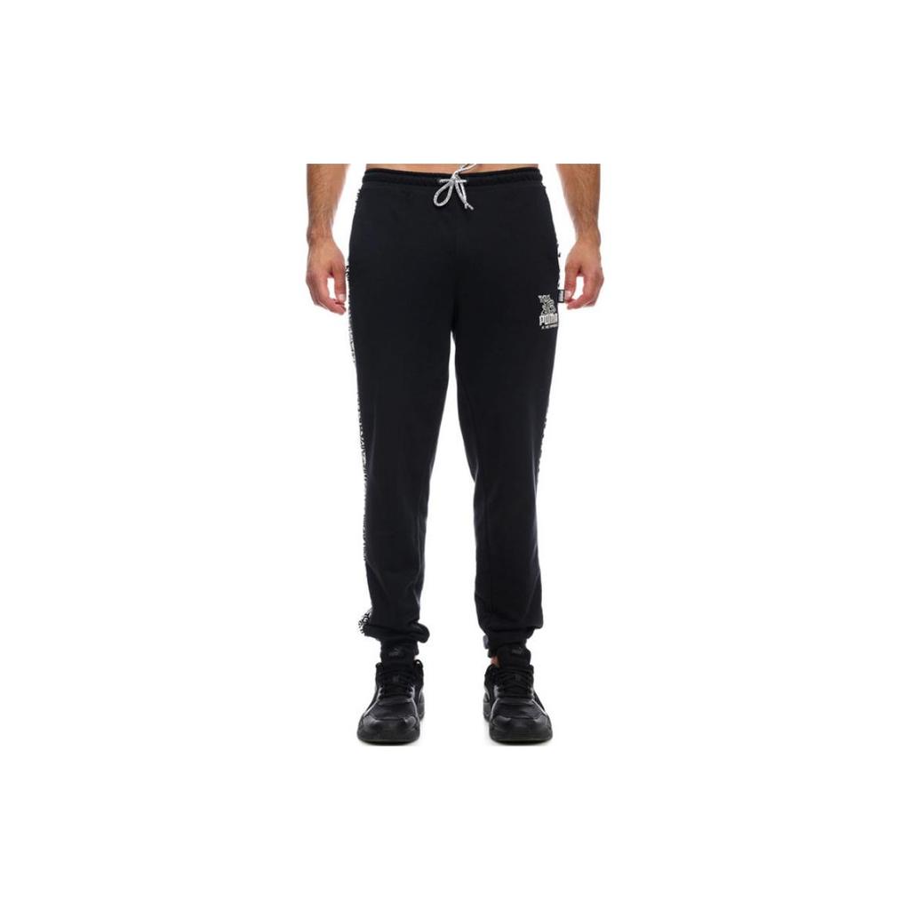 Puma Side Letter Print Casual Sport Drawstring Pants Men Bottoms Black 59865051