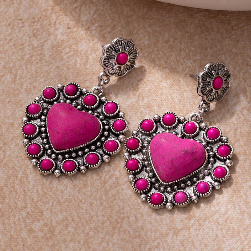 Premium Turquoise Love Earrings Premium Retro Bohemian Earrings Personality Trend Party Earrings