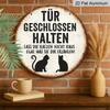 2D Flat, 1pc German "Keep Door Closed" Cat Warning Sign - German Text & Cat Silhouettes, Vintage-Modern Aluminum Door Hanger for Cat Owners, /Outdoor