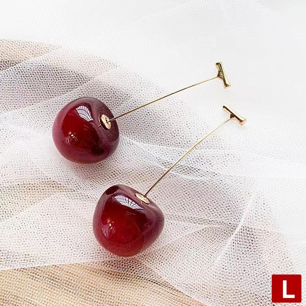 Alloy Cherry Drop Dangle Earrings Women Sweet Fruit Design Korean Fashion Daily Party Wedding Trendy Jewelry