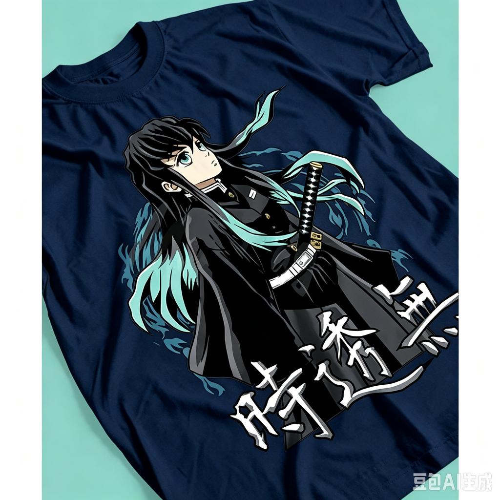 Summer T-shirt Demon Slayer Tokito Muichiro with double-sided print, pure cotton, Harajuku streetwear, unisex t-shirt for ani,Unisex,gift,Top