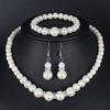 1 Set Faux Pearl Jewelry Women Necklace Bracelet And Drop Earrings Set Elegant