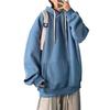Yousheng Men Fall Winter Hoodie with Big Front Pocket Solid Color Drawstring Long Sleeves Hooded Elastic Cuff And Hem Thin Daily Wear Casual Sport Top