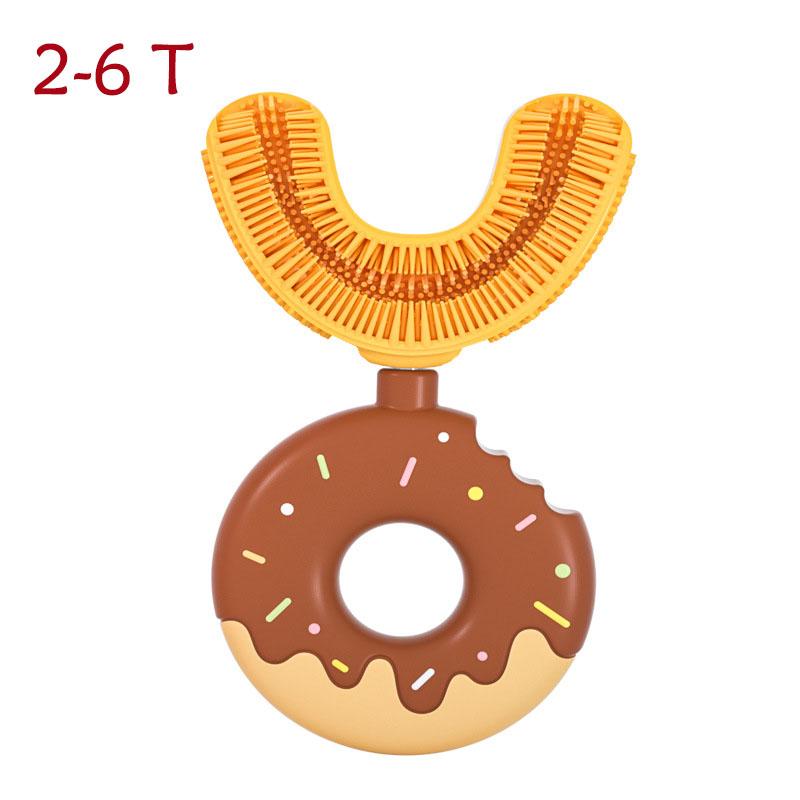 

Детская зубная щетка для ухода за полостью рта, ручная чистящая щетка, 360 градусов U-образная мягкая зубная щетка для новорожденных 2-6T коричневый