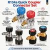 R134a Quick Coupler Adapter Kit 1/4 Inch Male Flare High Low Pressure 6 Ball Connector for Automotive HVAC Refrigerant Charging