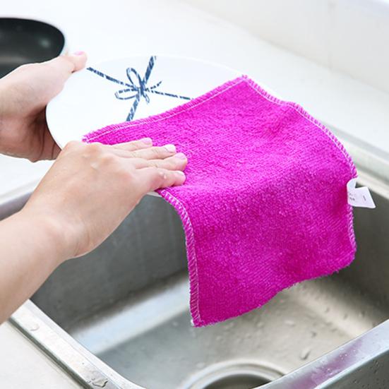 Dish Towel Dishcloth Bamboo Fiber Oil Washing Towels Scouring Pad Kitchen Gadget