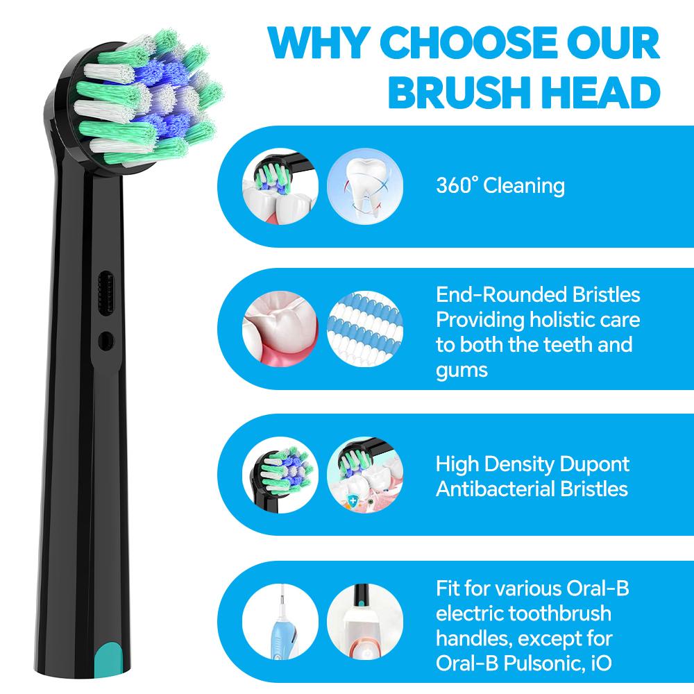 Cross Action Electric Toothbrush Replacement Heads Compatible with Oral B Pro, X-Shape and Angled Bristles Brush Head for OralB