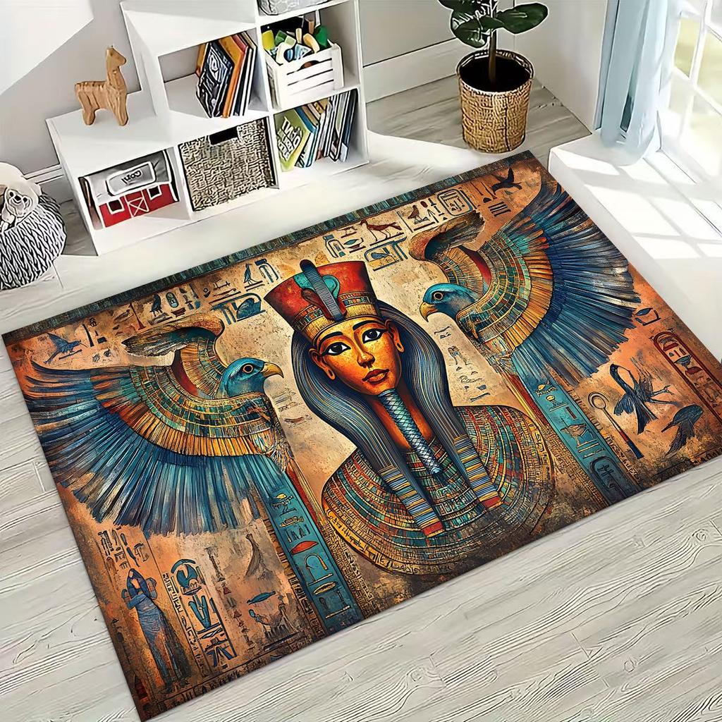 Ancient Egyptian God Dead Anubis Pharaoh Tutankhamun Mask Rug Carpet for Bedroom Living Room Sofa Doormat Decor,Non-slip Mat