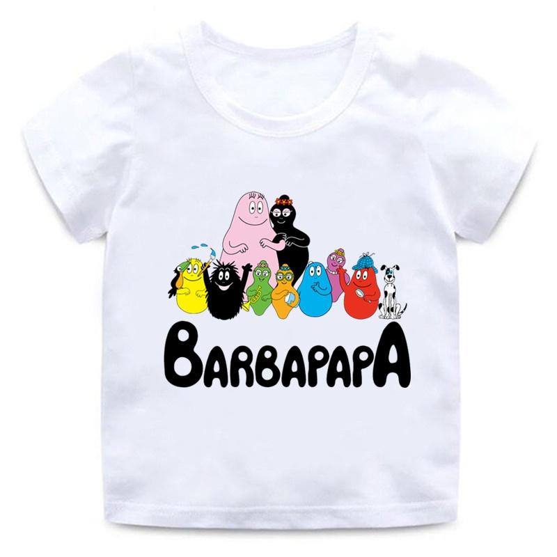 Cute Barbapapa Print Cartoon Casual Short Sleeves New Men Women Tee Adults Children Boy Gril Top Kids Parent Child Cotton Tshirt 100