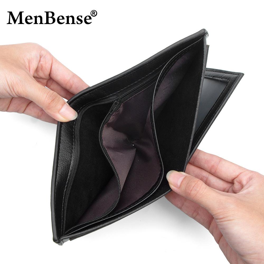 PU leather contrasting color men's short wallet with multiple compartments, horizontal lightweight coin purse, zipper coin case