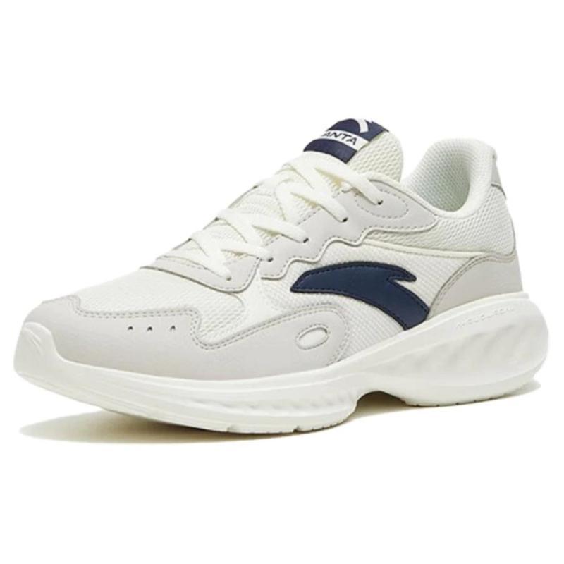 Anta Nebula Cushioning Slip Resistant Abrasion Resistant Low top Casual Running Shoes Men's White Gray Blue Sneakers 912445571-3