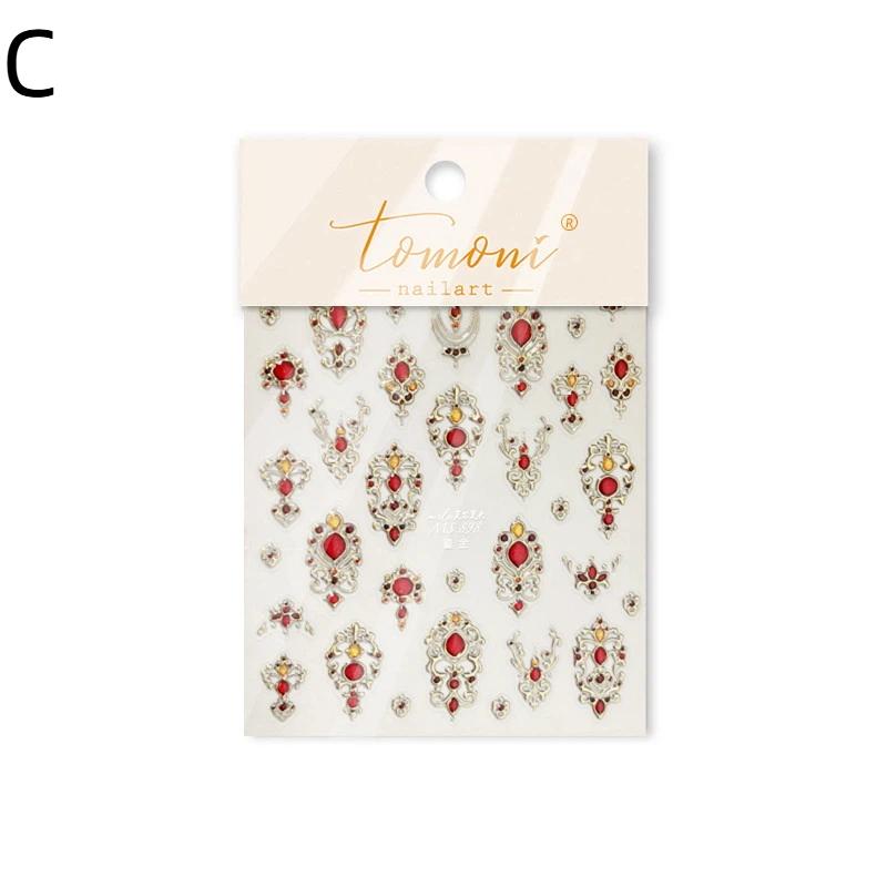 Colorful Geometric Gem Water Drop Heart Bowknot Moon Star Butterfly Line Retro Self Adhesive Nail Art Stickers Manicure Decals