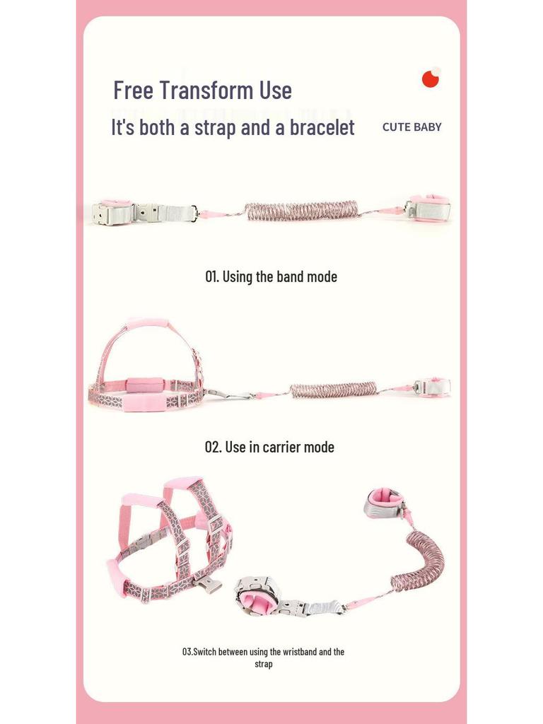 Infant & Toddler Anti-Lost Strap: Dual-Use Safety Harness & Traction Rope for Outdoor Use