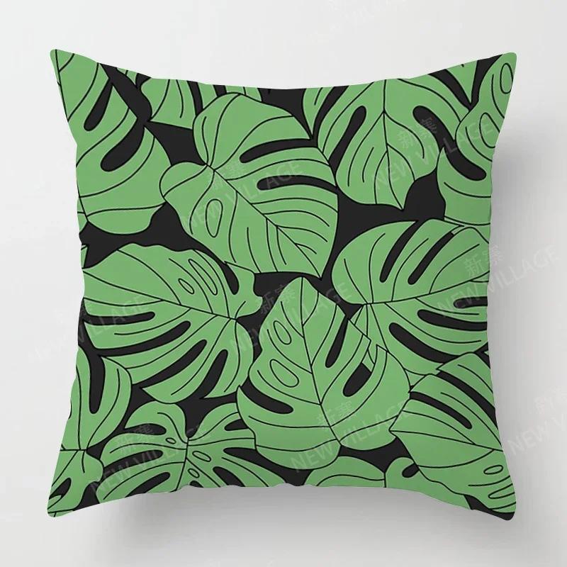 Nordic Fall Home Decor Autumn Throw Pillow Case Sofa Cushion Cover Modern 45x45cm 45*45 50x50 60x60cm 40*40cm Leaf Plant Green