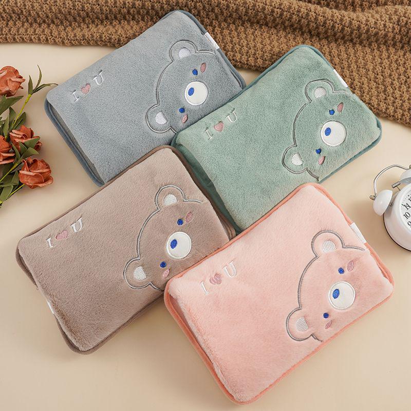 Plush Hot Water Bottle with Thick Cloth Cover for Women's Abdomen