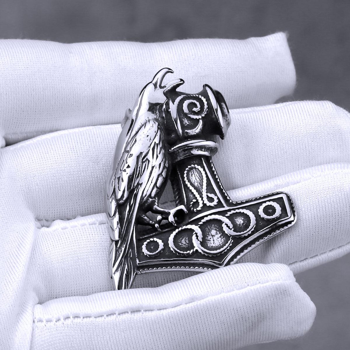 

Скандинавское ожерелье с молотом Тора из нержавеющей стали Viking Jewelry Мужской кулон Мьёльнир Руна Подарок Одина Ворон Мода