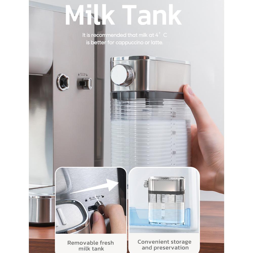 Máquina de Espresso Semi-Automática HiBREW H13A 20Bar de Alta Pressão com Duplo Caldeira, Tanque de Leite Removível, Sistema de Espuma de Leite Automático One-Touch.