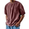 Men's Summer Solid Color Round Neck Loose Pocket Short Sleeve Top