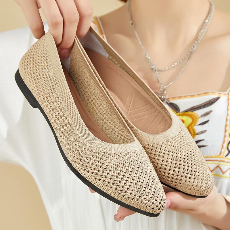 Shoes Women's South East Asia Women's Shoes Solid Color Pointed Flats Women's Casual Cloth Shoes Flying Knitted Shoes