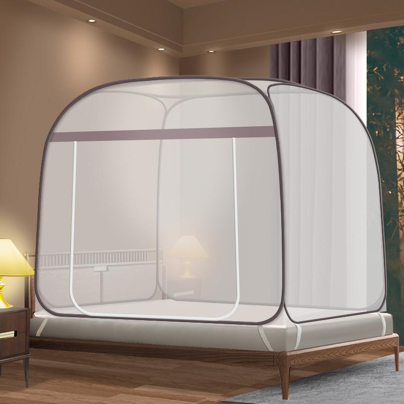 Yurt Mosquito Net Free Installation Square Top Steel Wire Tent Foldable Zipper Double Door Bottom Household Summer Mosquito Proof