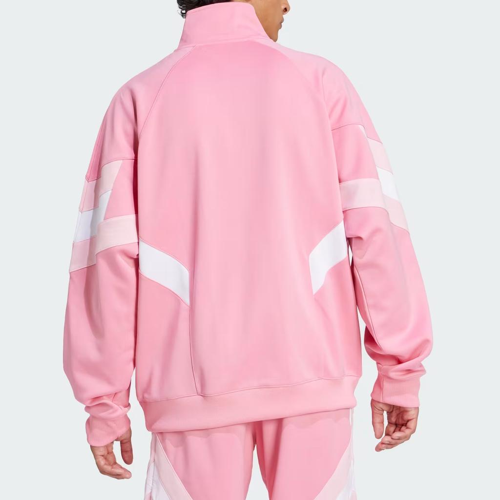 Adidas Originální mikina Inter Miami Cf Crew s logem, pruhovaná, ležérní, volná, s dlouhým rukávem, pánská mikina, světle růžová JI6907