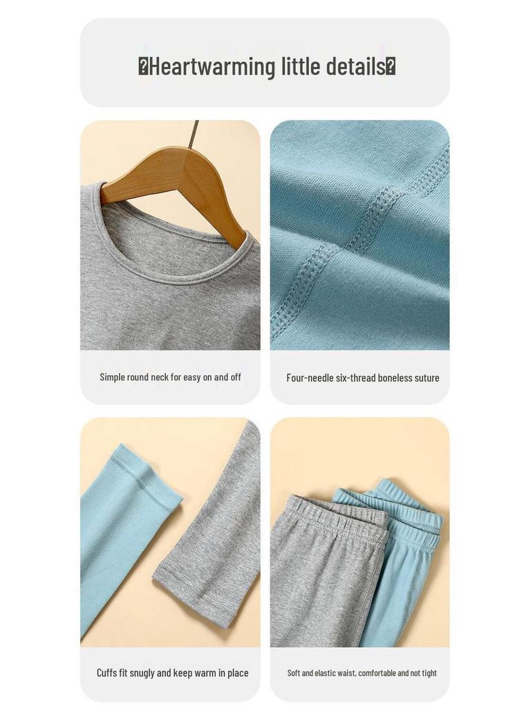 Hodo Kids' 7A Antibacterial Cotton Autumn Base Layer Set - Comfortable and Versatile for Boys & Girls