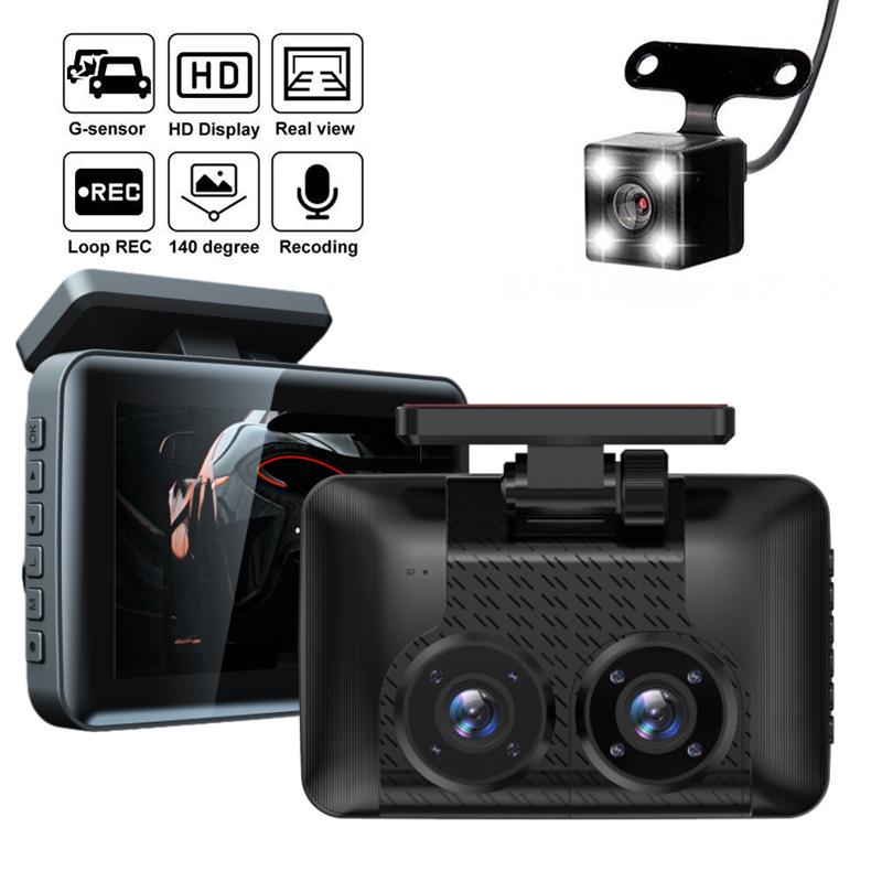 HD Dashcam: 4,0-Zoll-Bildschirm, Infrarot-Nachtsicht, Triple-Linse, Rückfahrkamera