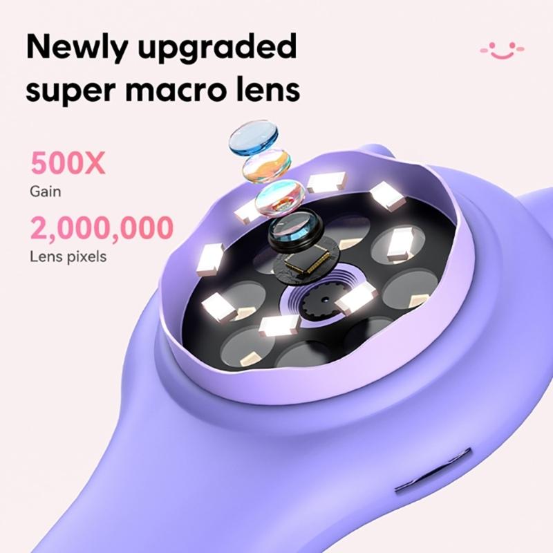 Digital Microscope Handheld Magnifying Glass 2inch IPS Color Screen Science Toys 500x Magnification Pocket Microscopes