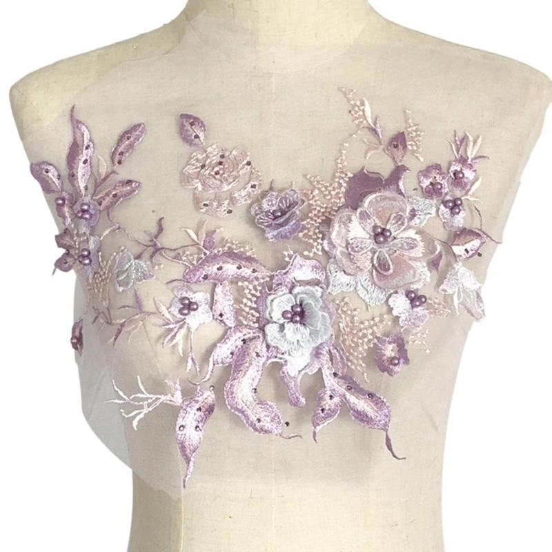 Embroidered Sequins Flower Applique Patches for Clothing Bags Handcraft Decoration Polyester Materials