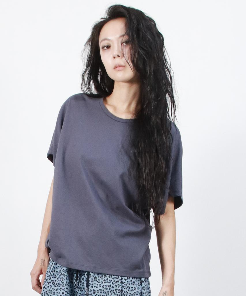 Deumakeu Standard Fit Solid French T-Shirt Navy