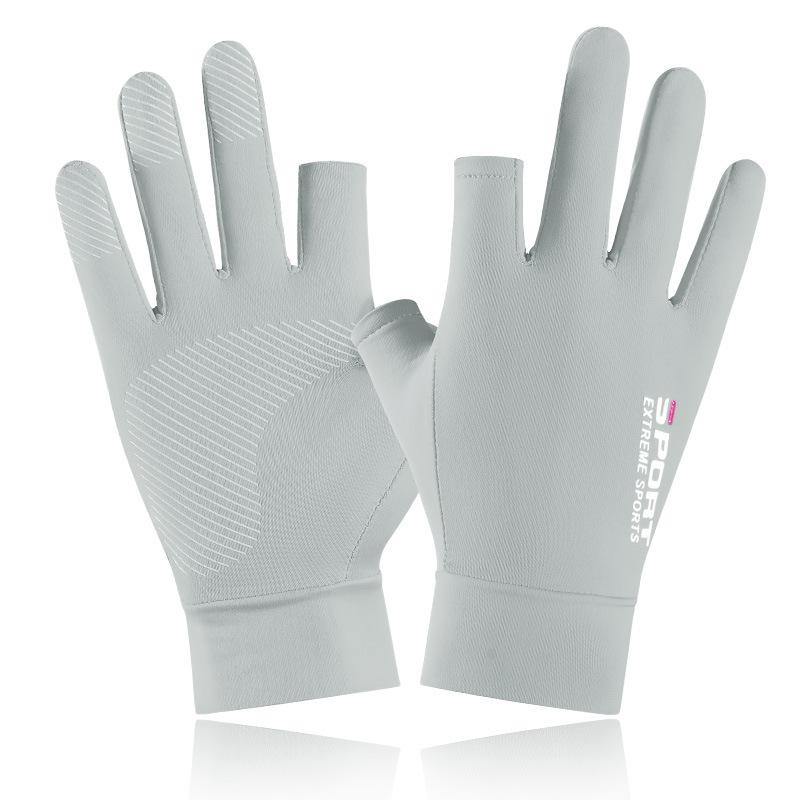Eis-Seide Sonnenschutzhandschuhe Herren Sommer Dünn Rutschfest Atmungsaktiv Outdoor Reiten Fahren Angeln Leckend Zwei und ein halber Finger Handschuhe