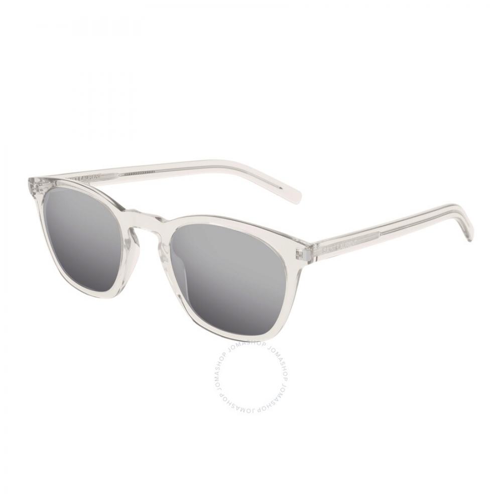 

Saint Laurent Silver Square Unisex Sunglasses Sl 28 Slim 006 49